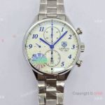 Swiss Tag Heuer Carrera Cal.1887 SS White Chronograph Blue Markers Replica Watch
